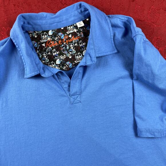 Robert Graham Shirt Mens Large Blue Pacific Rugby Classic Fit Lightweight Polo - Picture 1 of 11